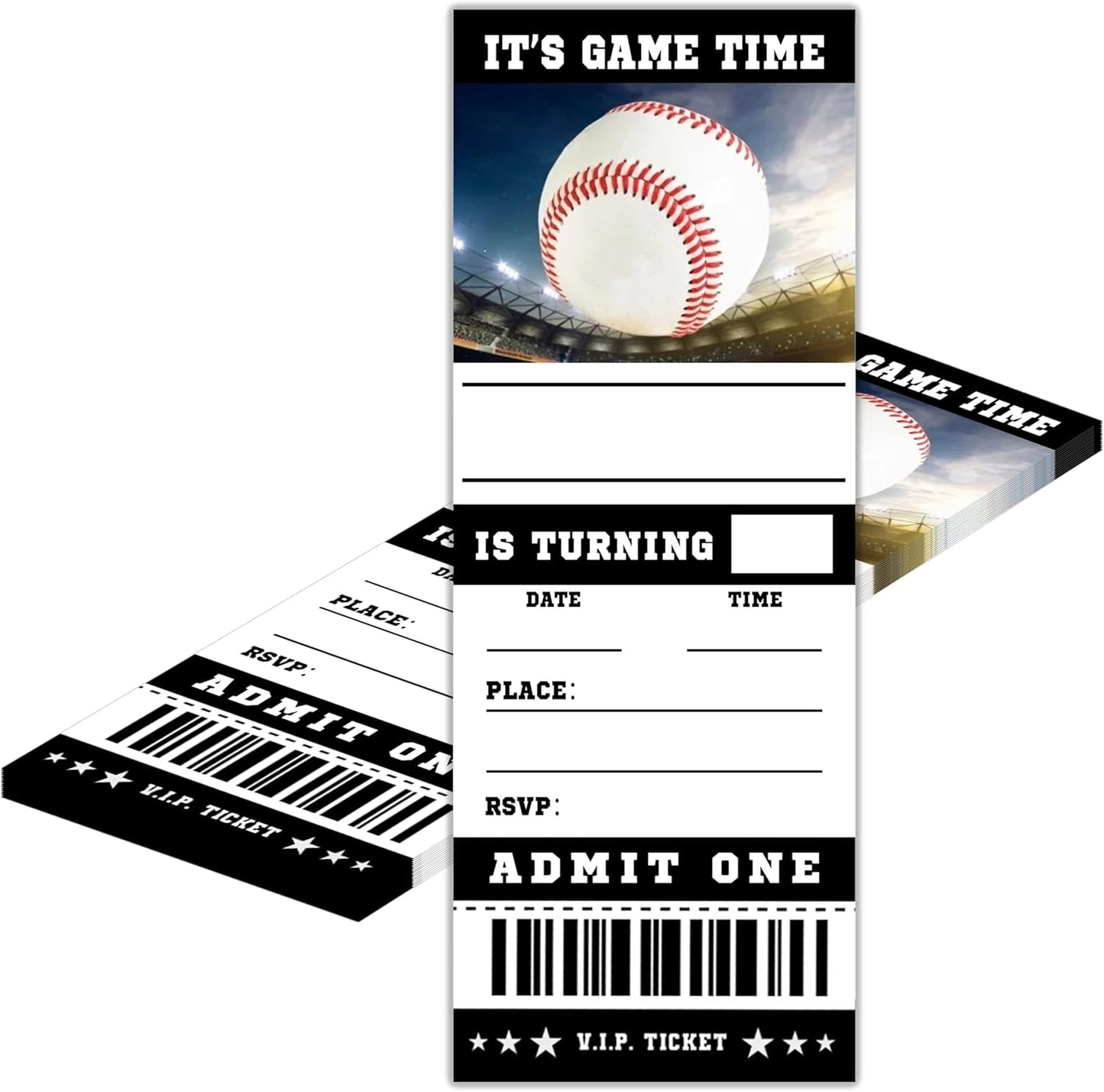 20 Baseball Game Ticket Invite Cards-Baseball Birthday Invitation with Envelopes for Teens kids Adults-Sports Birthday Cards-Party Favor & Supplies (3×8 inch)-A08