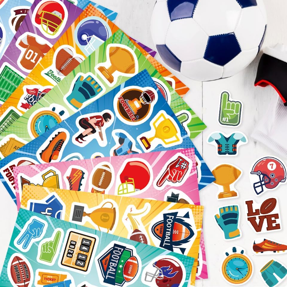 216PCS American Football Stickers, Rugby Theme Stickers Non-Repeating, Rugby Team Fans, Football Bowl Sports Football Party Favors Decorations