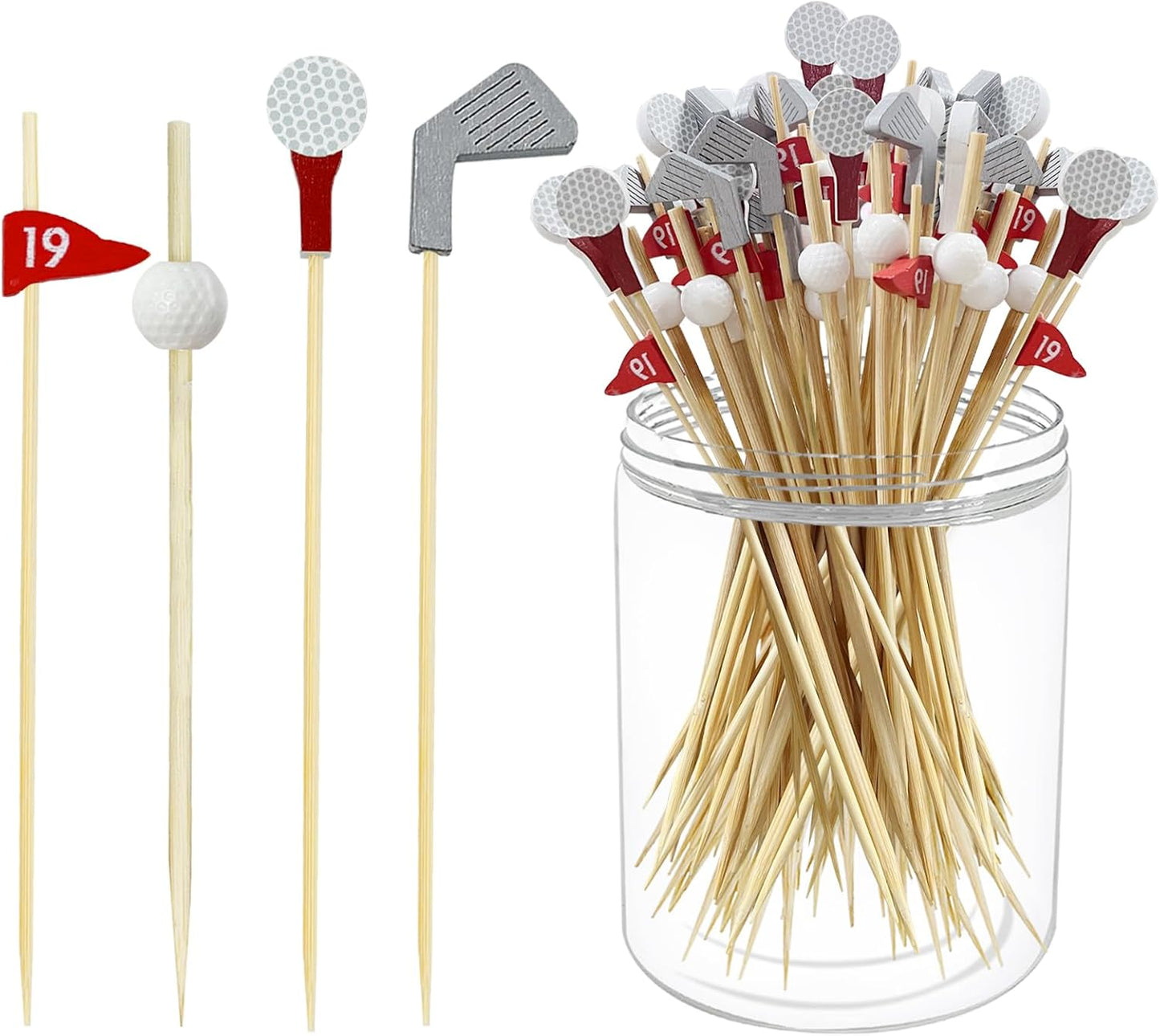 200Pcs Golf Cocktail Picks,4.7 Inch Golf Theme Toothpick Sandwich Fruit Cocktail Picks for Golf Catered Events Buffet Party Holiday Supplies,Style B