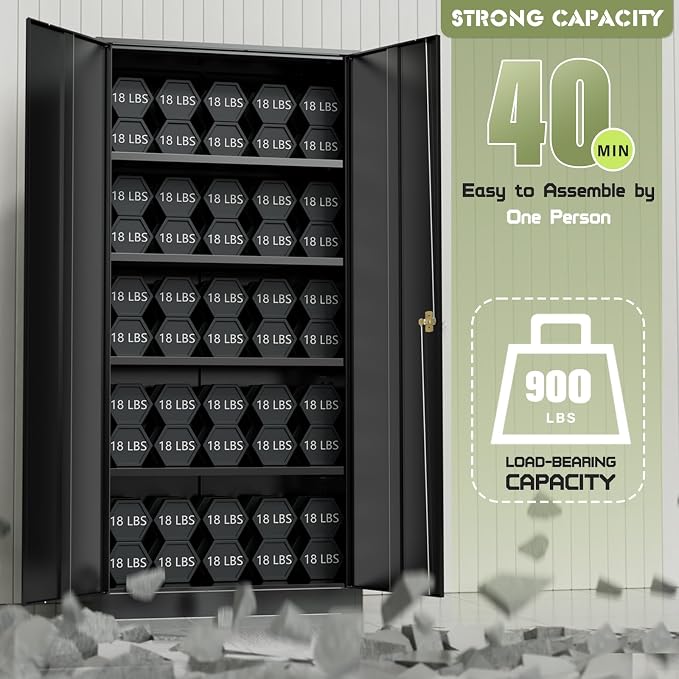 SUNCROWN 72" Metal Storage Cabinet - Image 8