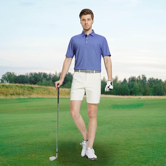 M MAELREG Mens Golf Shirt Short Sleeve Dry Fit Print Moisture Wicking - Image 2