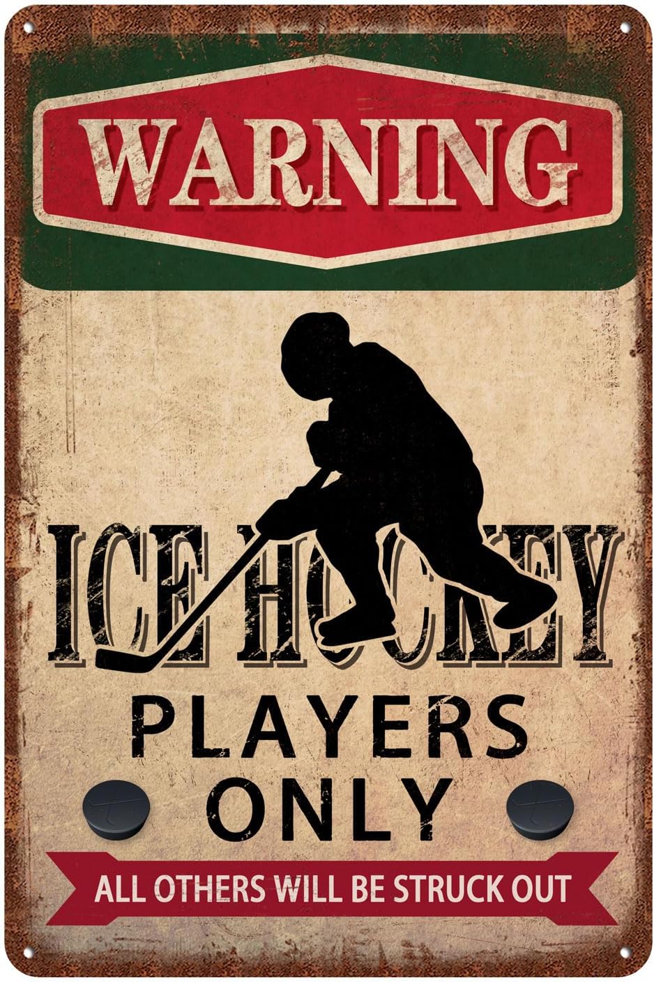 Ice Hockey Accessories Ice Hockey Decor For Boys Room Ice Hockey Gifts Sports Signs Warning Ice Hockey Players Only Metal Tin Signs