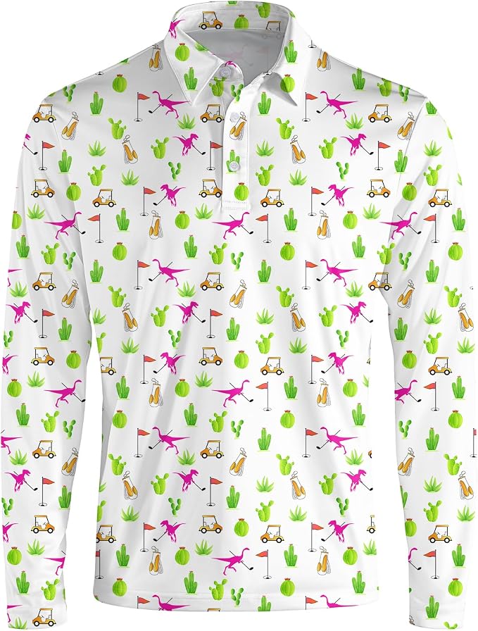 Men's Long Sleeve Golf Shirt Quick Dry 3 Button Work Fishing Outdoor Casual - Image 3