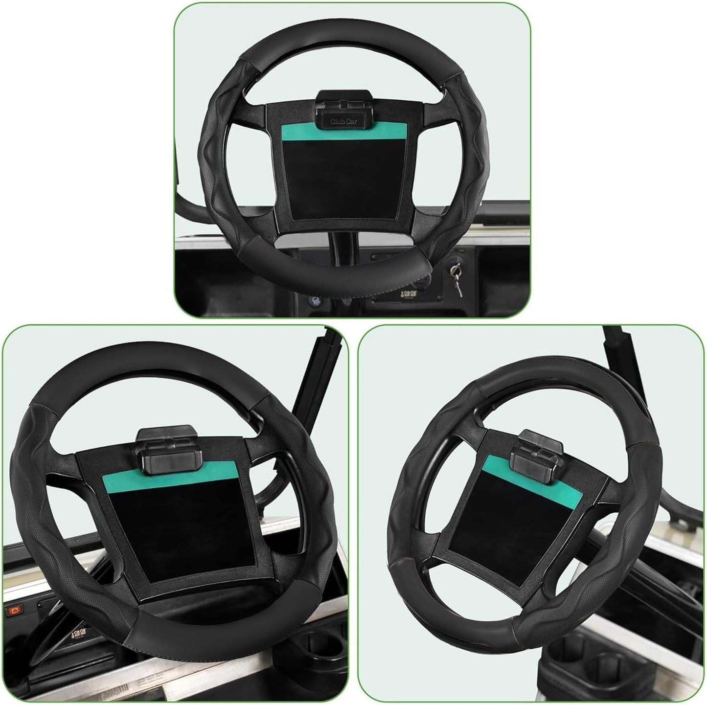 10L0L Golf Cart Steering Wheel Cover for Yamaha, Club Car DS & Precedent, 14 Inch Black