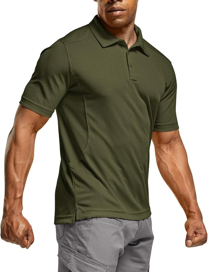 CQR Men's Polo Shirts, Tactical Short Sleeve Golf Performance Shirts, by CQR%C2%AE