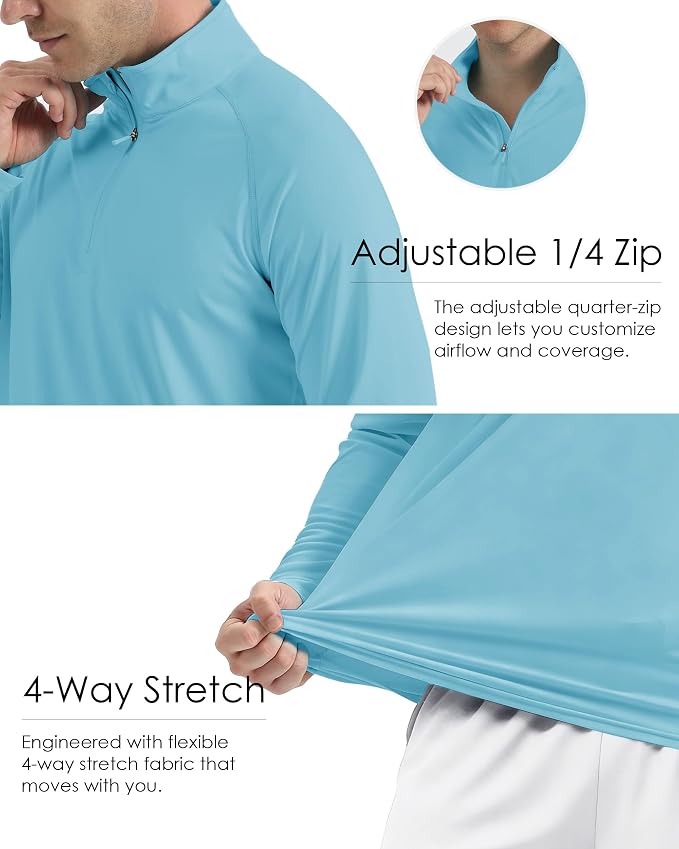 Boladeci Men's UPF 50+ Sun Shirts 1/4 Zip Long Sleeve SPF UV Protection - Image 6