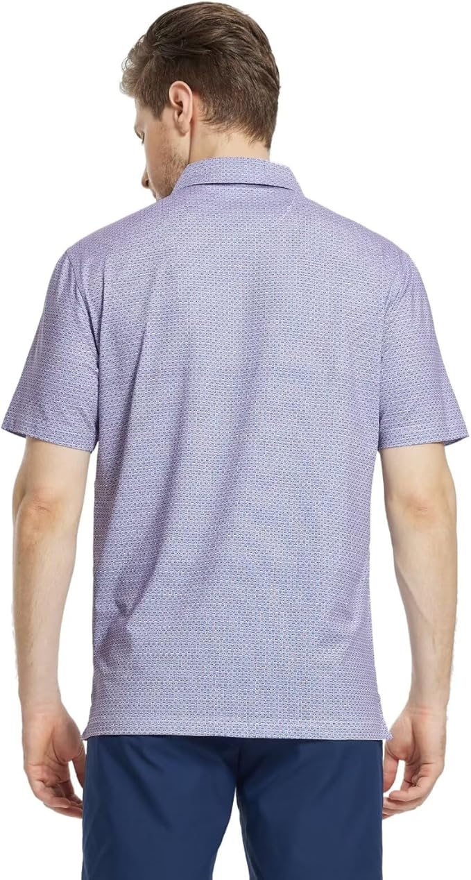 M MAELREG Mens Golf Shirt Short Sleeve Dry Fit Print Moisture Wicking - Image 4