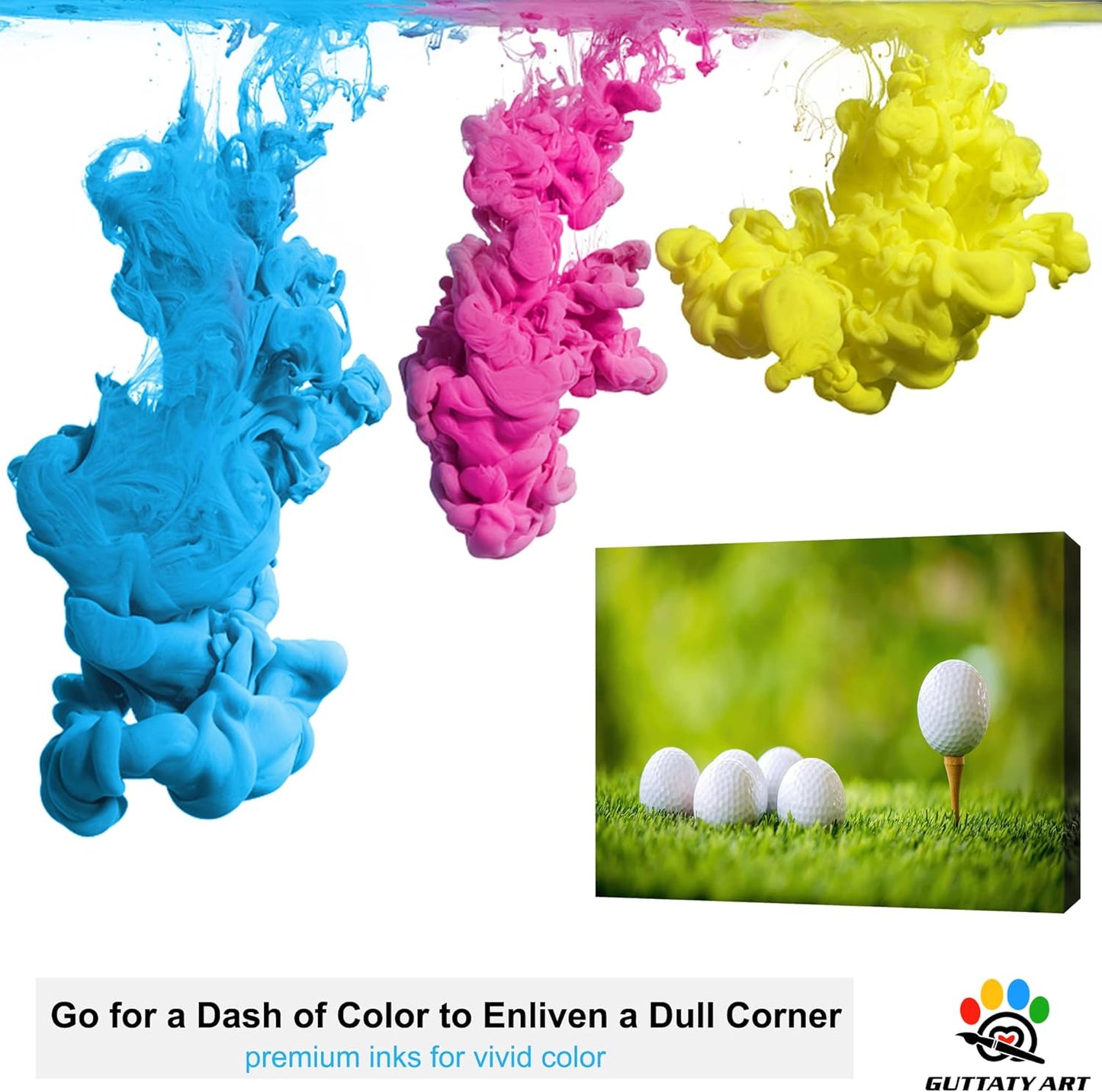 GUTTATY Golf Wall Art, Golf Pictures Posters Canvas Print Wall Decor for Golfer's Man Cave Home Ofice Ready to Hang (18x24 Inches)