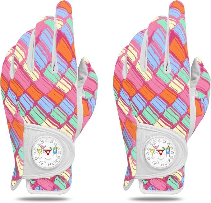 Golf Gloves Women with Ball Marker 2 Pack, Right Handed Golfer Left Hand by AmySport