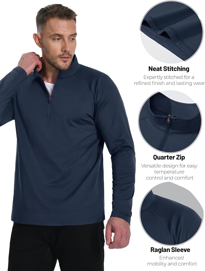 Boladeci Men's Quarter Zip Pullover Premium Fleece Lined Long Sleeve Golf - Image 4
