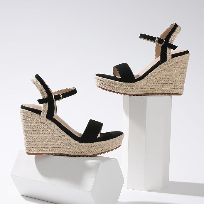 mikarka Women's Espadrille Wedge Sandals: Ankle Strap Platform Open Toe Wedges - Image 2