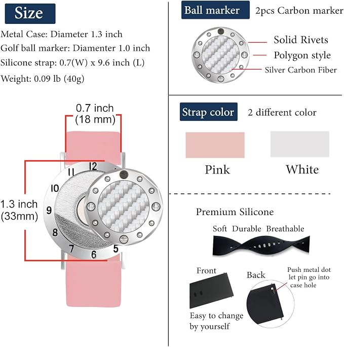 Golf Ball Marker with Carbon Fiber Ball Marker Bracelet, Golf Accessories - Image 6