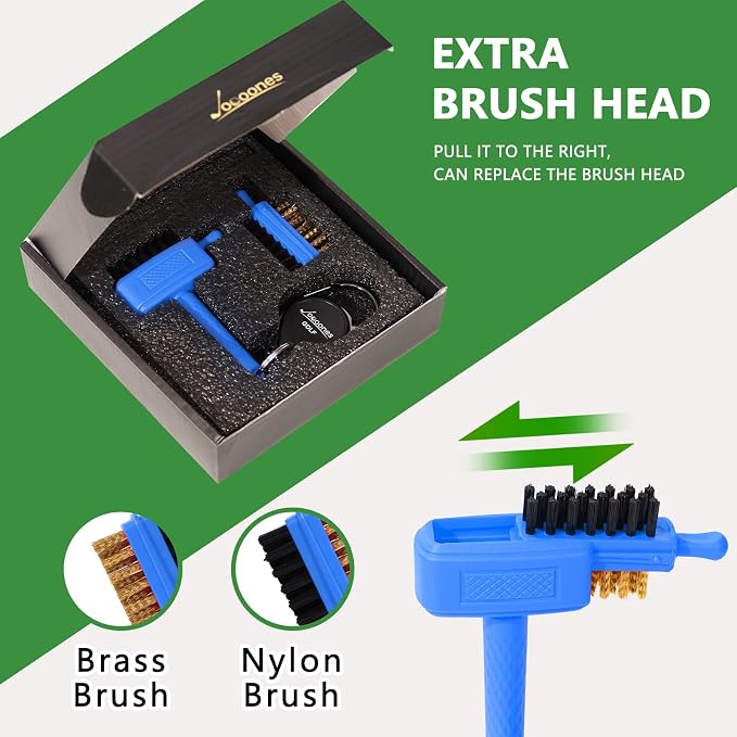 Mini Golf Brush with Nylon/Brass Bristles and Retractable Keychain - Image 2
