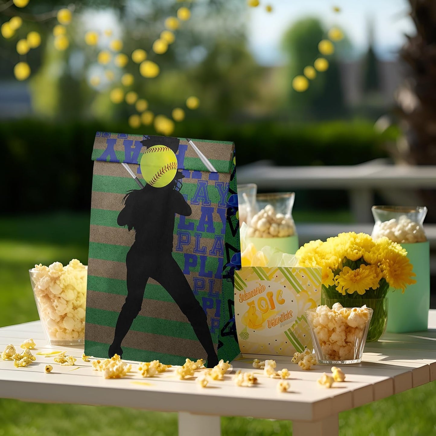 24 Softball Party Favor Bags with Stickers Softball Goodie Bags Softball Party Favors for Kids Softball Birthday Party Supplies