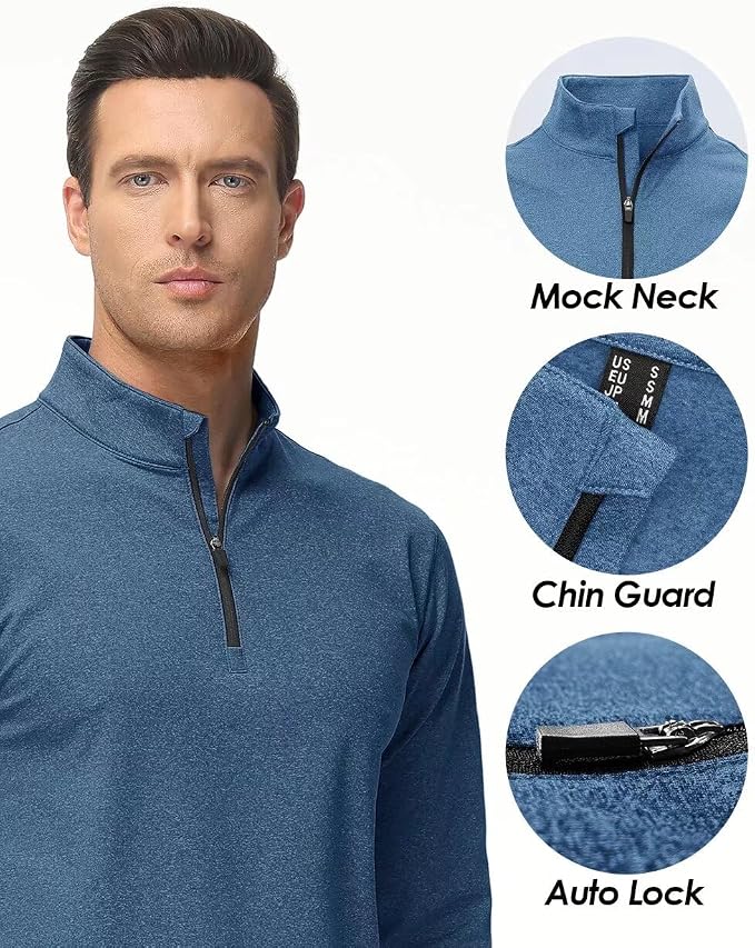Boladeci Men's Quarter Zip Pullover Premium Fleece Lined Heather Long Sleeve - Image 4