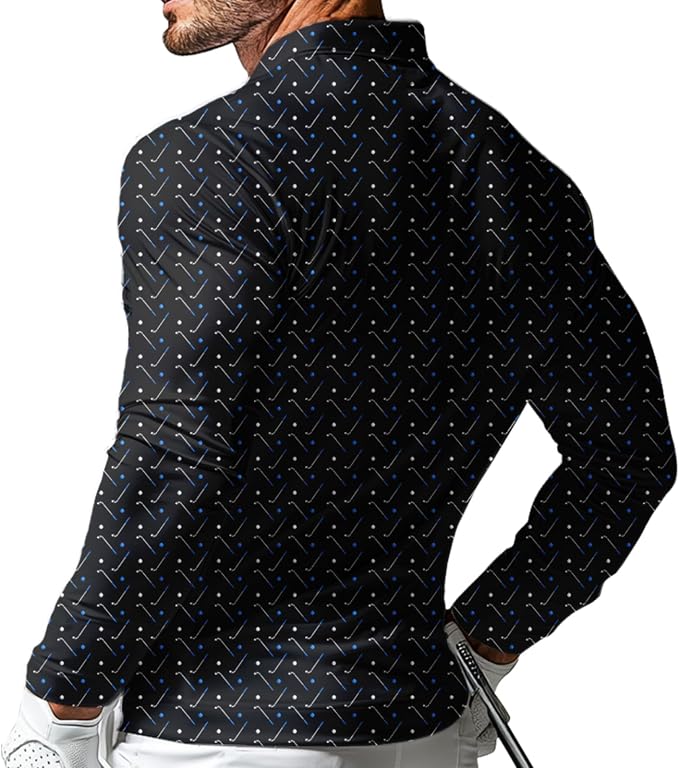 Men's Long Sleeve Golf Shirt Quick Dry 3 Button Work Fishing Outdoor Casual - Image 2