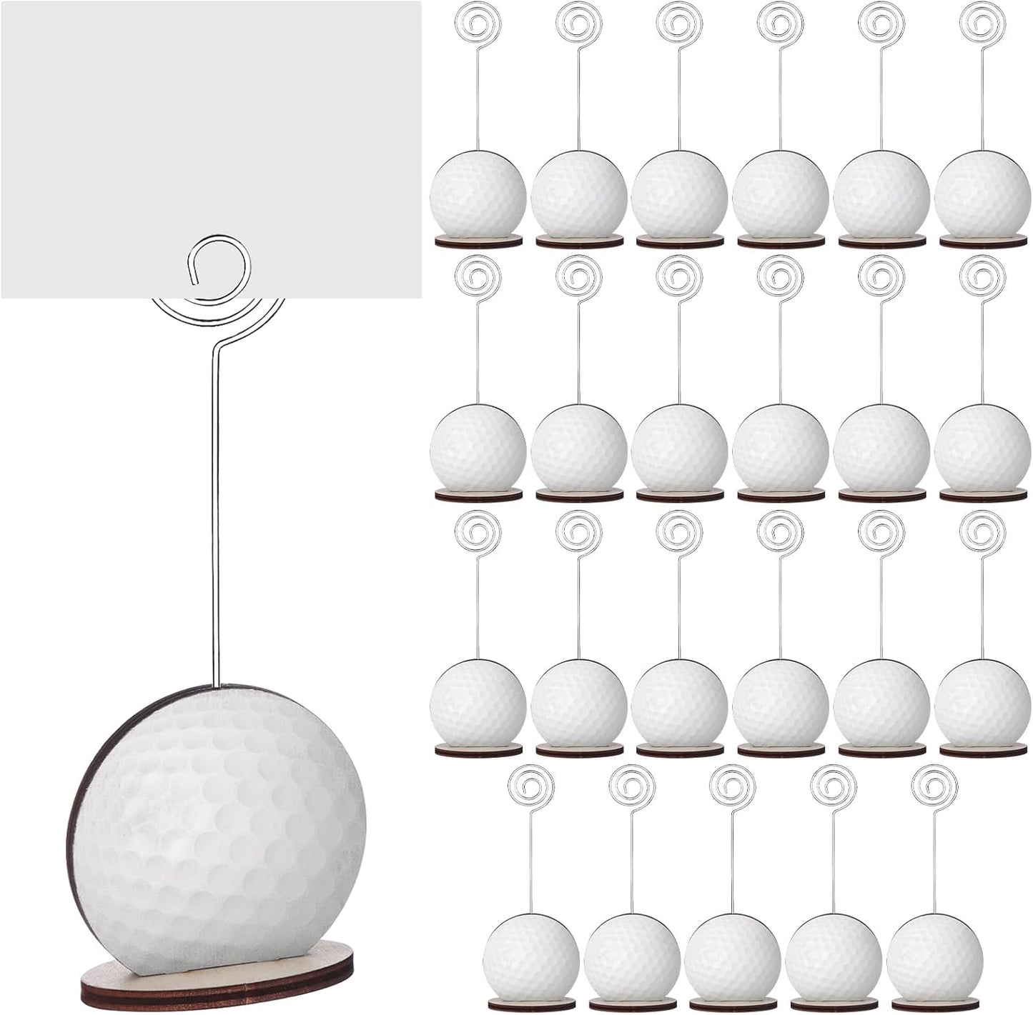 24 Pcs Golf Ball Base Memo Clip Holder Metal Wire Table Number Card Place Holders Stand Note Paper Clip Name Place Card Golf Centerpieces for Picture Note Card Menu Wedding Party Office