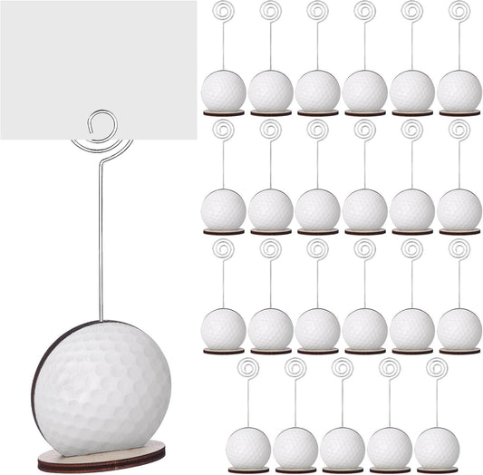 24 Pcs Golf Ball Base Memo Clip Holder Metal Wire Table Number Card Place Holders Stand Note Paper Clip Name Place Card Golf Centerpieces for Picture Note Card Menu Wedding Party Office