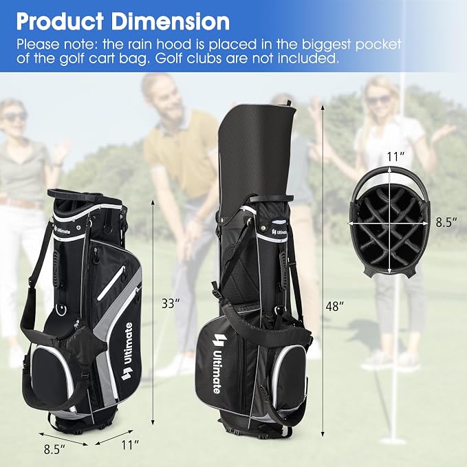 ULTIMATE 14-Way Golf Stand Bag, Portable Golf Bag w/ 6 Pockets, Cooler Bag & - Image 7