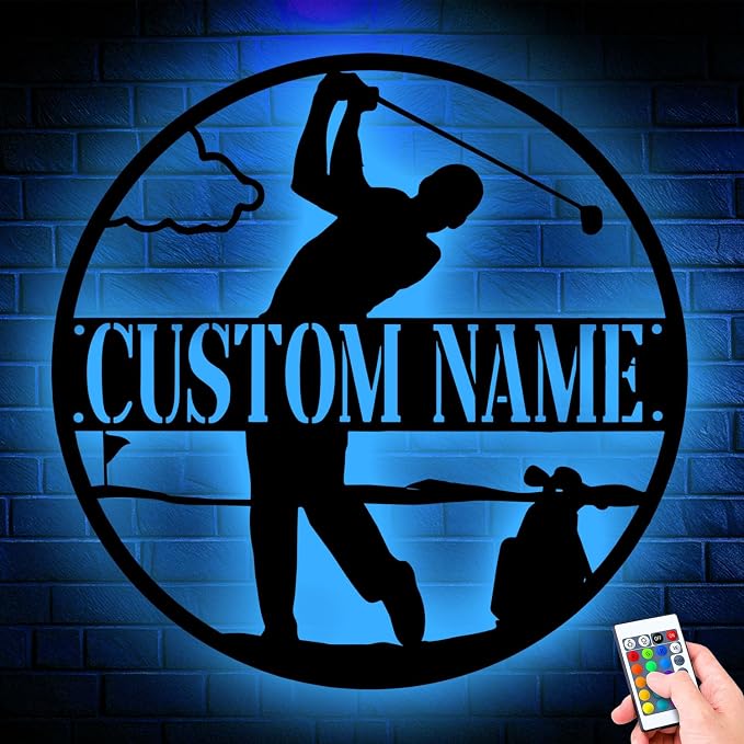 Custom Golf Golfing Metal Sign, Personalized LED Lights Wall Art, Unique Home - Image 2