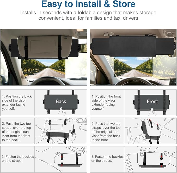 Veharvim Sun Visor Extender for Car, Car Visor Extender Sun Blocker, Visor - Image 7