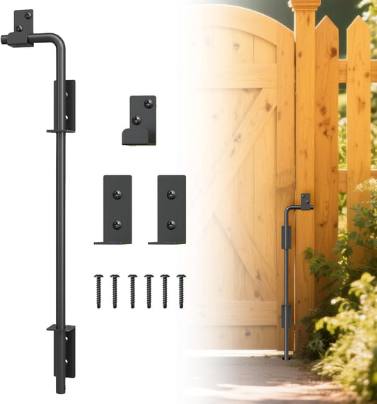 36" Heavy Duty Cane Bolts for Gates with Upgraded Square Hardware Gate Drop Rod with Black Finish for Wood PVC Vinyl Fences Gates, Double Doors-1 Pack