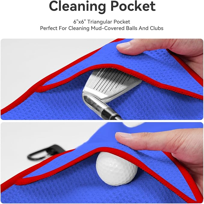 Magnetic Golf Towel with Clip and Cleaning Pocket -Ideal - Image 4