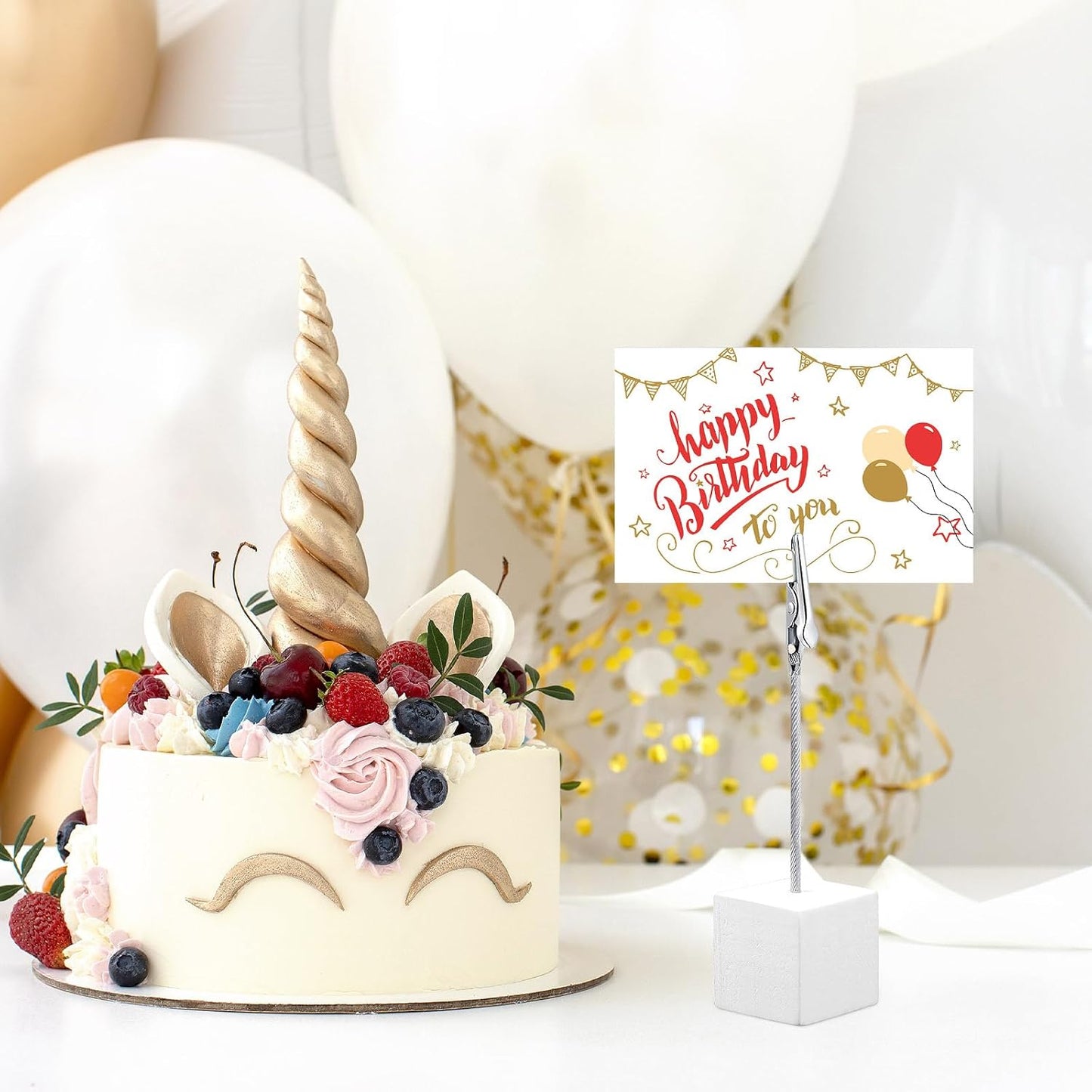 24 Pcs Wooden Memo Clips Holder Lightweight Wood Cube Base with Alligator Clip Clasp Mini Photo Holder Clip Menu Holder for Displaying Number Card (White)