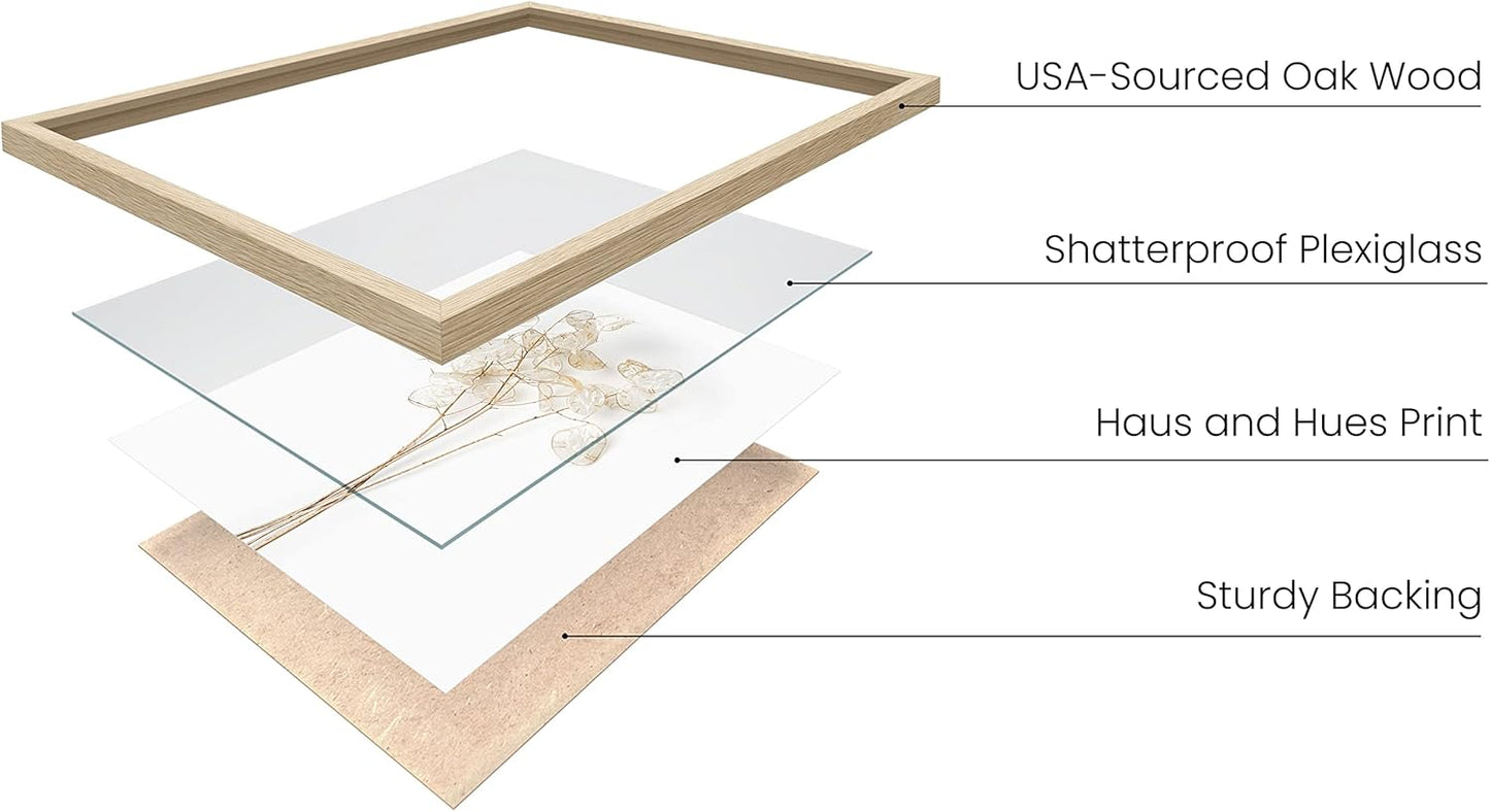 HAUS AND HUES Flower Wall Decor - Set of 4 Floral Wall Art, Framed Flower Paintings, Floral Pictures, Frameable Botanical Posters (8x10, Beige Frame)