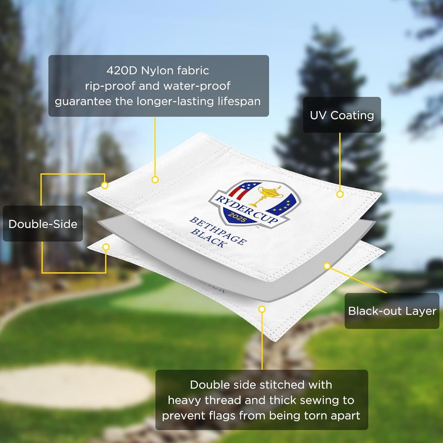 2025 Themed Mini Golf Flag, 8x6 Inch, Double-Sided Silk-Printed, Durable 420D Nylon, Ideal for Backyard Practice Putting Green