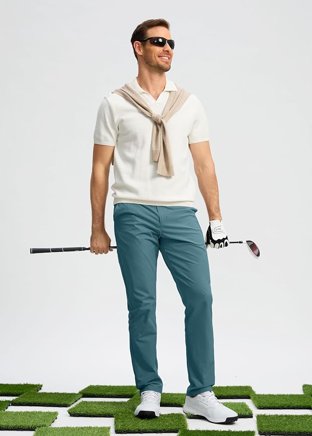 Pudolla Men's Golf Pants Stretch Work Dress Comfy Pants 30"/32"/34" Lightweight - Image 6