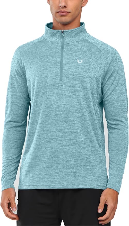 NORTHYARD Quarter Zip Pullover Men Running Shirt Long Sleeve Moisture Wicking - Image 2