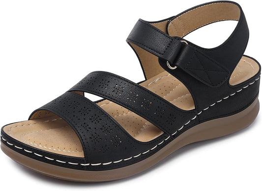 SHIBEVER Women's Wedge Sandals Platform: Comfortable Dressy Arch Support Ankle by SHIBEVER