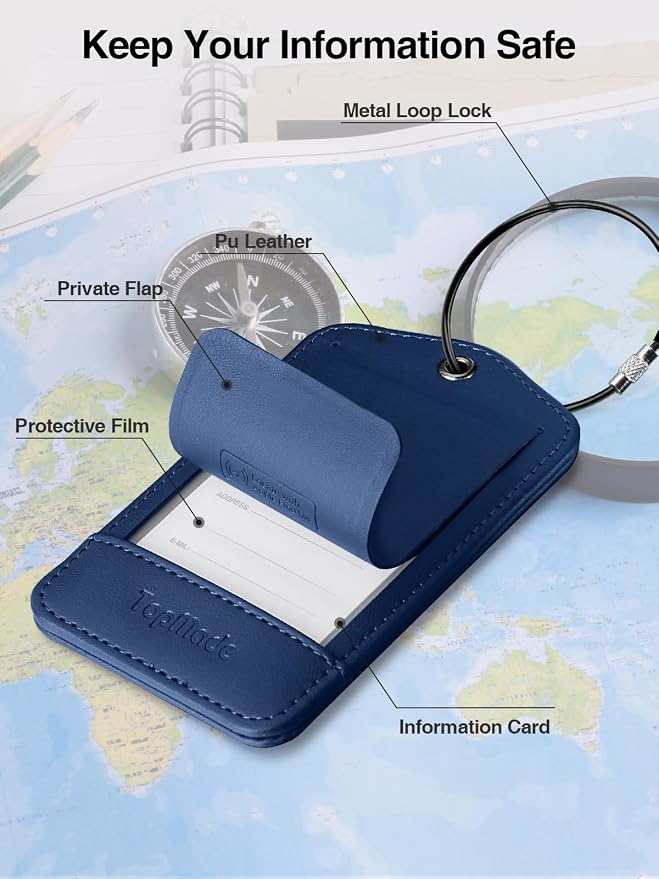 TopMade Smart Luggage Tag with Find My, Premium Leather Luggage Tags - Image 5