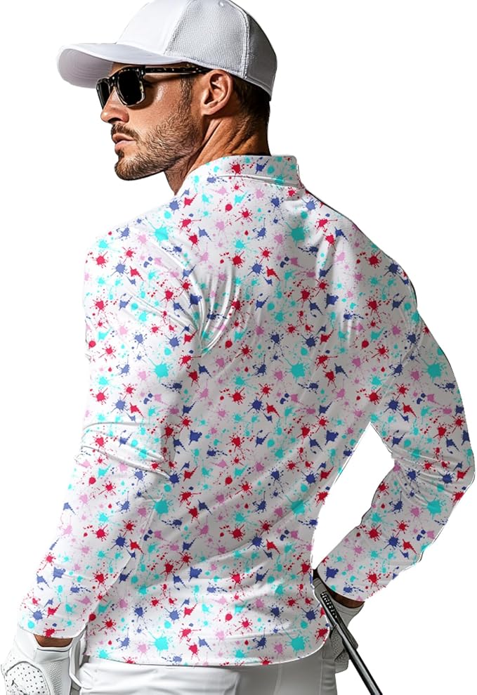 Men's Long Sleeve Golf Shirt Quick Dry 3 Button Work Fishing Outdoor Casual - Image 2