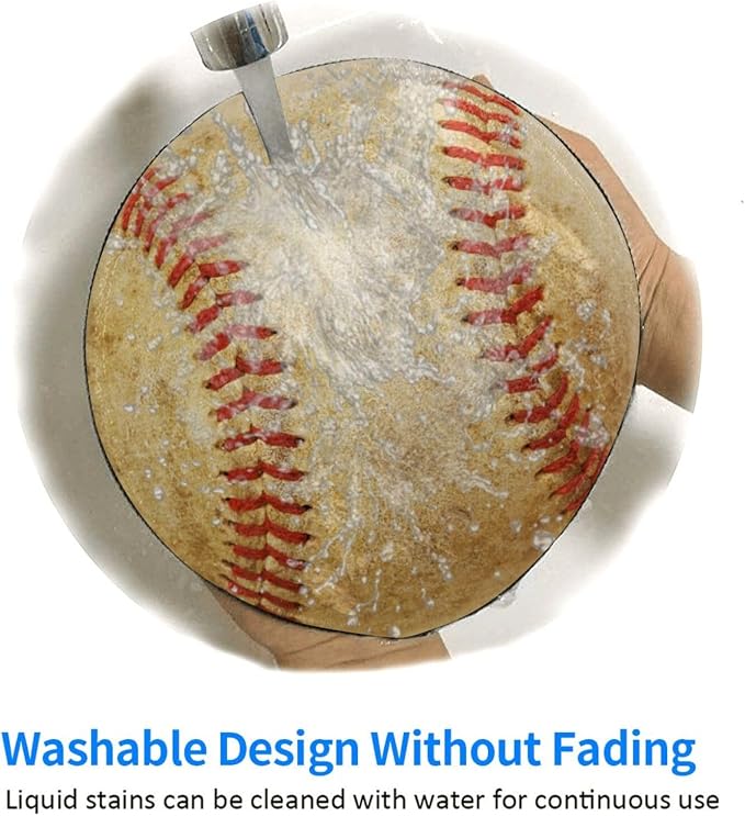 Vintage Worn Baseball Ball Round Mouse Pad, Small Gaming Mousepad - Image 5