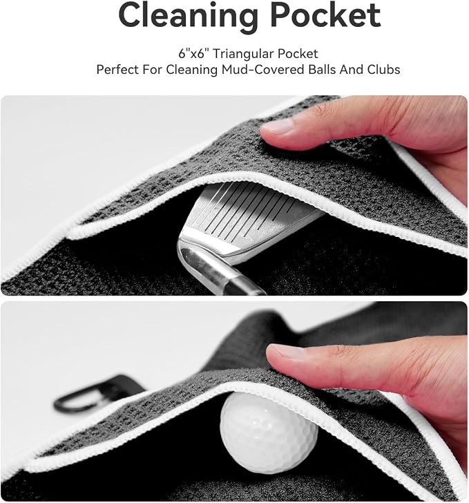 Magnetic Golf Towel with Clip and Cleaning Pocket -Ideal - Image 4