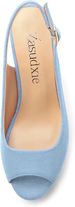 Womens Wedge Platform Sandals Peep Open Toe Slingback Buckle High Heel Dress - Image 3