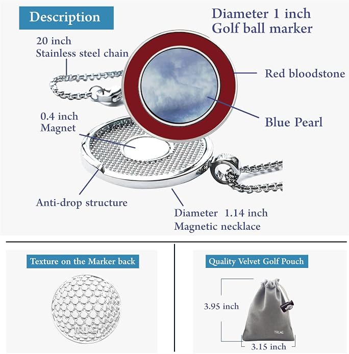 Golf Ball Marker Necklace with Pearl Ball Marker, Golf Accessories, Golf Gifts - Image 6