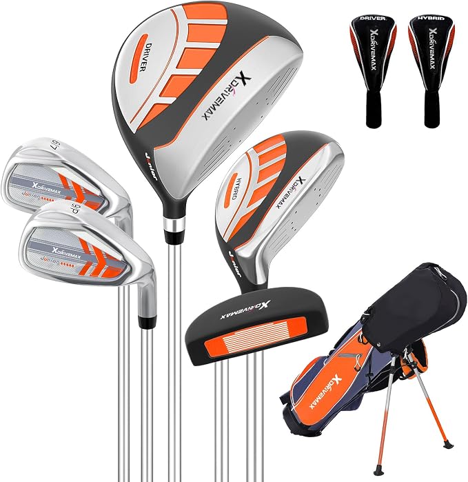 5/6 Pieces Kids Golf Club Set, Junior Golf Club Set Ages 4-12 Includes Stand Bag by XDriveMax