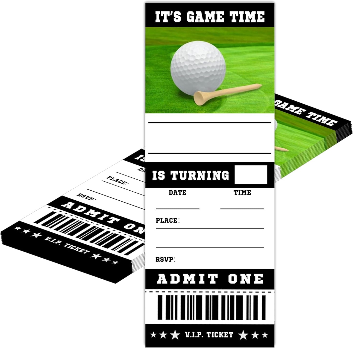 20 Golf Game Ticket Invite Cards-Golf Birthday Invitation with Envelopes for Teens kids Adults-Sports Birthday Cards-Party Favor & Supplies (3×8 inch)-A10