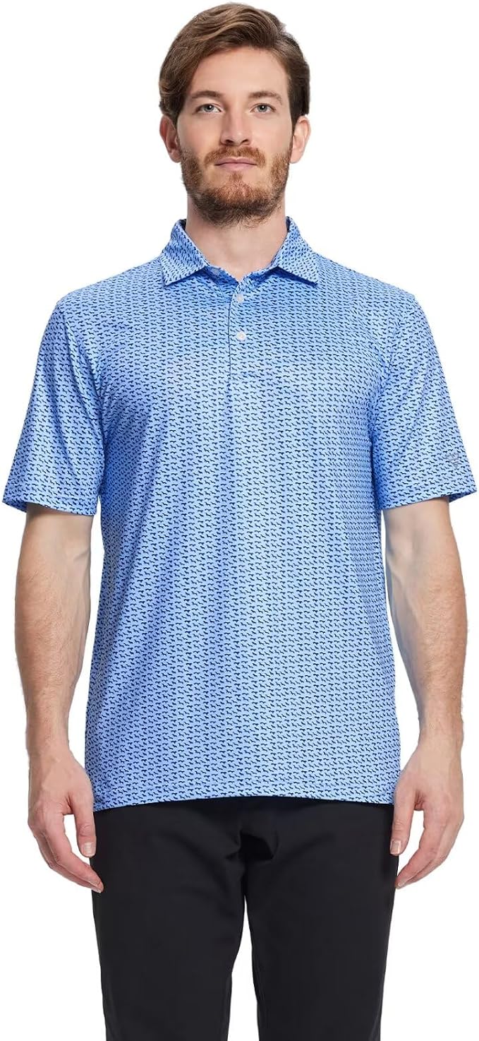 Golf Shirts for Men Dry Fit Short Sleeve Print Performance Moisture Wicking - Image 2