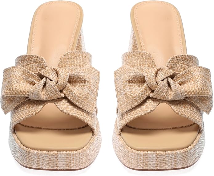Monrovia Womens Sandals Heels for Women Slide On Block Chunky Platform High - Image 5