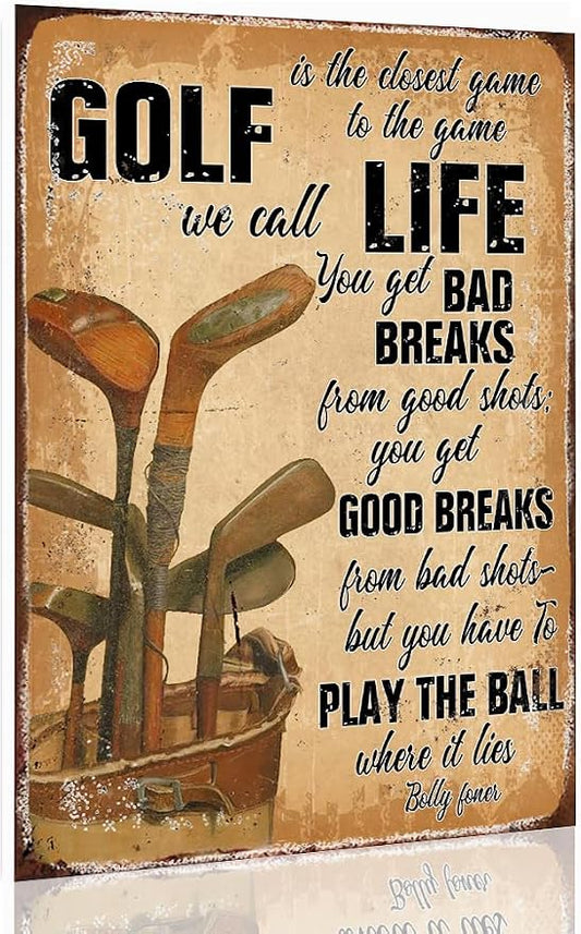 Golf Decor Signs Wall Art Golf Life Metal Tin Sign Vintage Golf Poster Golf by Unknown