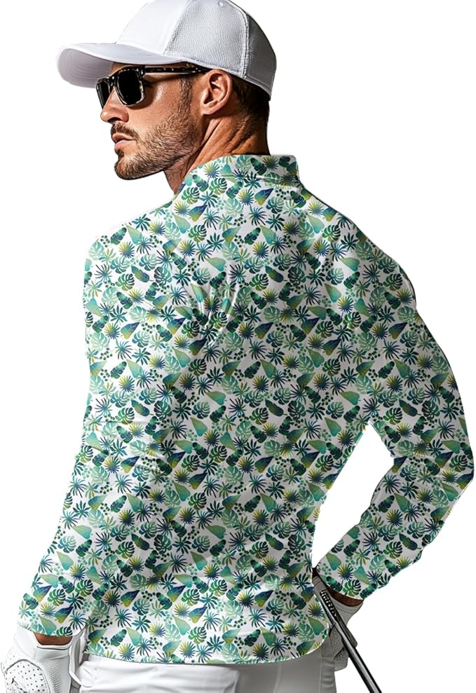 Men's Long Sleeve Golf Shirt Quick Dry 3 Button Work Fishing Outdoor Casual - Image 2