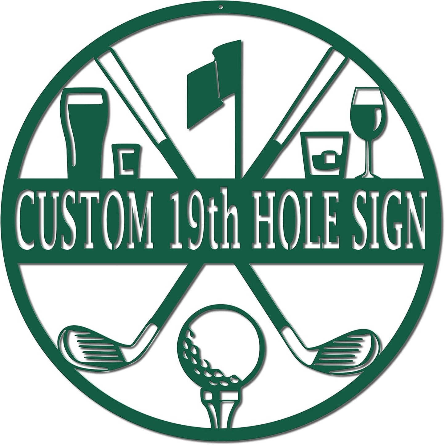 19th Hole Custom Golf Sign (21" W x 21" H, Green)