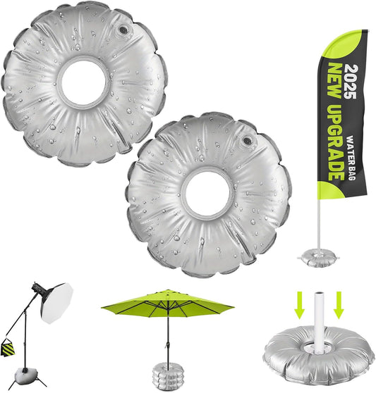 1 Pack 20 in Water Weight Bag for Feather Flag Base & Beach Umbrella - Thickened PVC Water Fillable Base for Feather Flag Beach Umbrella and Photography Stand, Collapsible Flagpole Base, 28 lbs Each