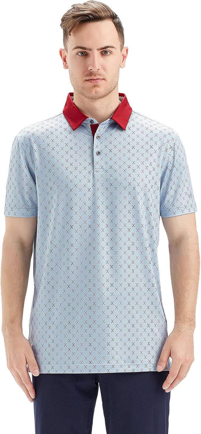 Golf Shirts for Men Dry Fit Short Sleeve Print Performance Moisture Wicking - Image 2