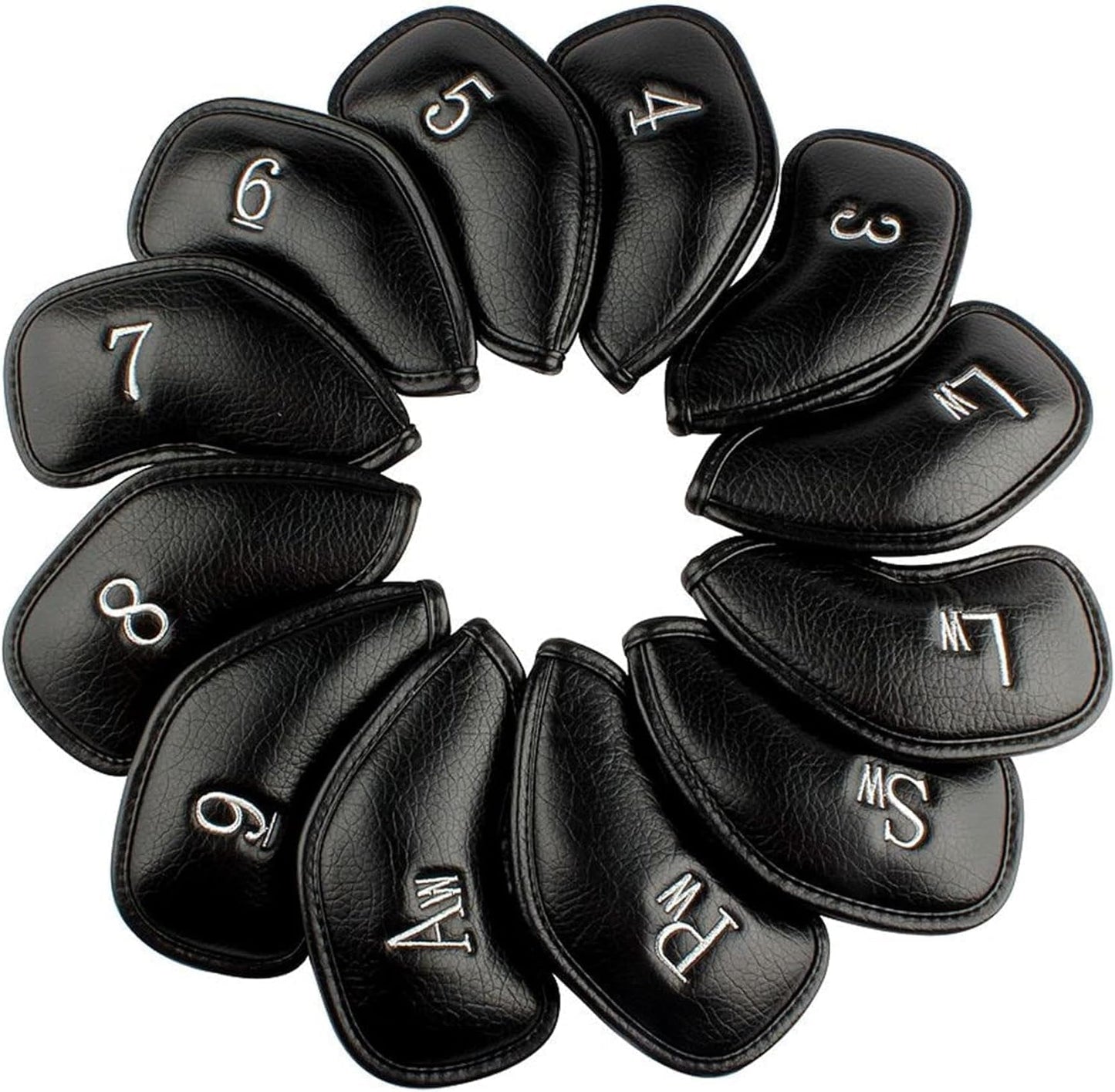 12pcs Thick Synthetic Leather Golf Iron Head Covers Set Headcover Fit All Brands Callaway Ping Taylormade Cobra Etc