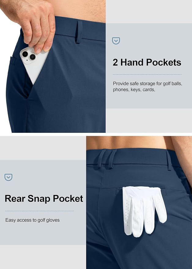Pudolla Men's Golf Pants Stretch Work Dress Comfy Pants 30"/32"/34" Lightweight - Image 4